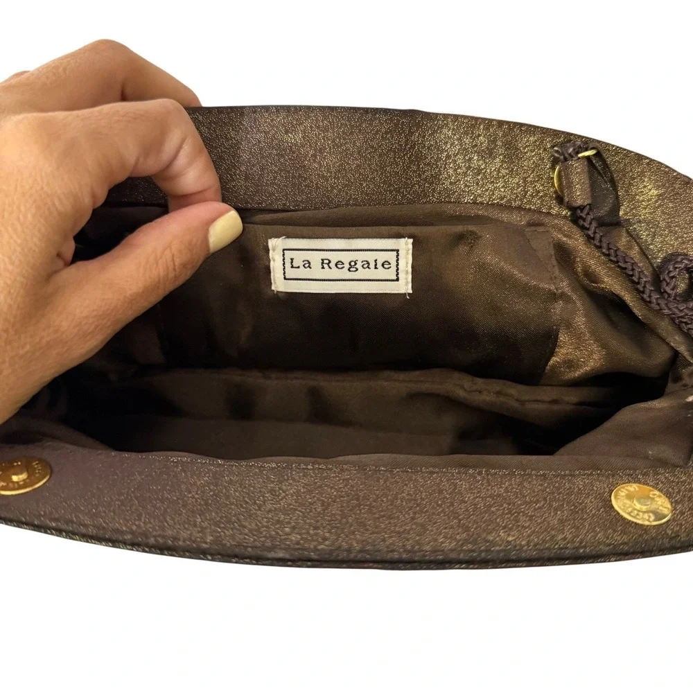La Regale Evening Bag Womens Small‎ Brown Excellent Iridescent Clutch
